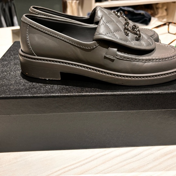 CHANEL Gray Quilted Women's Loafers - Picture 2 of 6